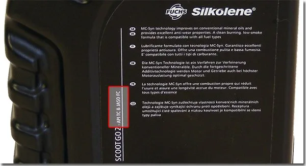 JASO MA2 certification label